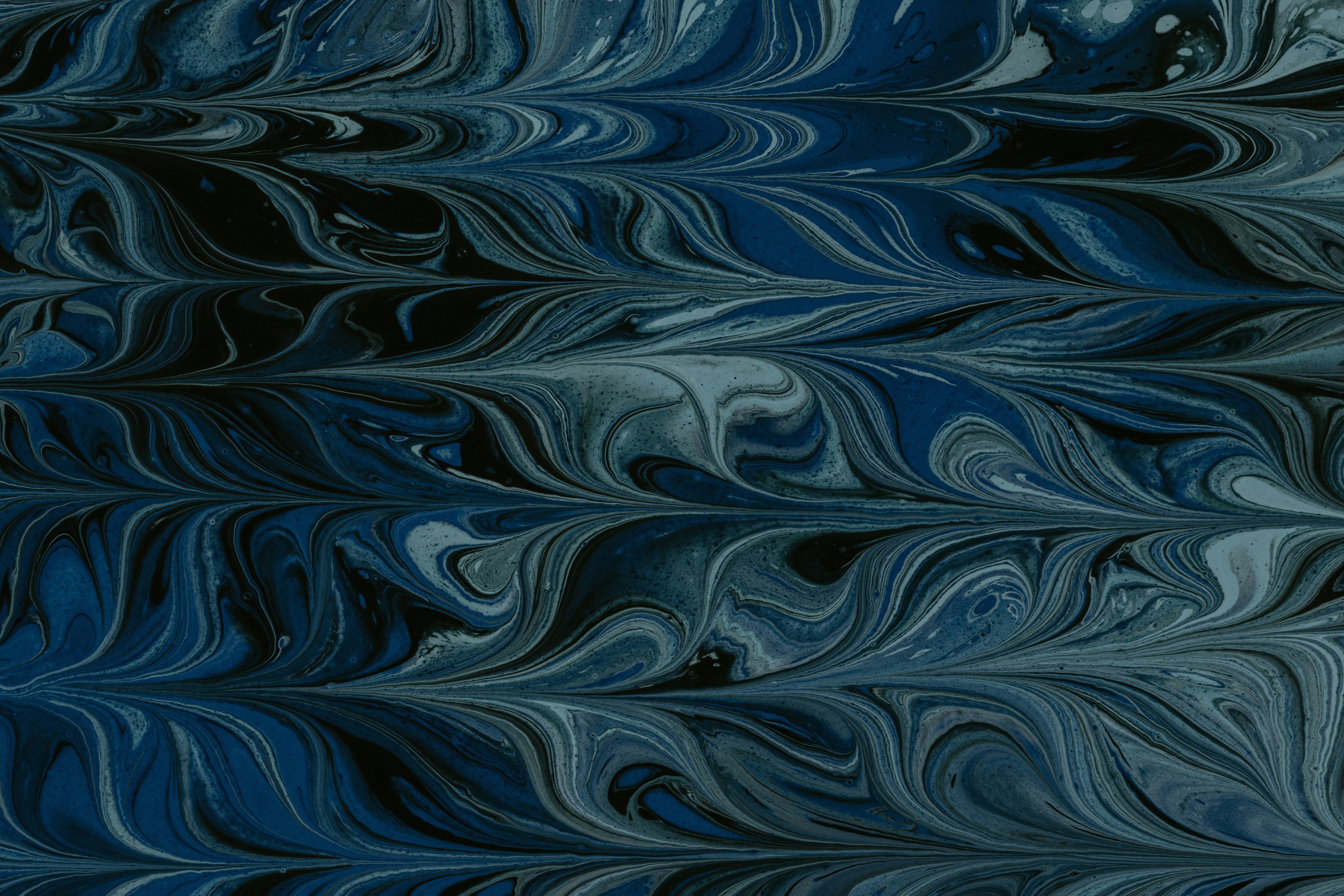 Ethereal Waves - Abstract painting with flowing blue and silver forms suggesting ocean movement and light reflection